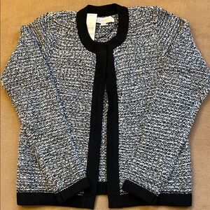 LOFT NWT Navy and White Tweed Open Cardigan Jacket